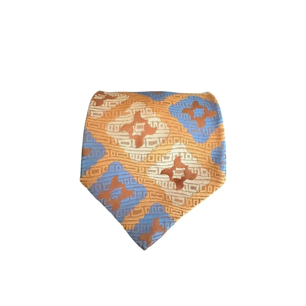 Vioni's Canton Vintage Necktie Brown Blue‎ Geometric Men's Tie 57
